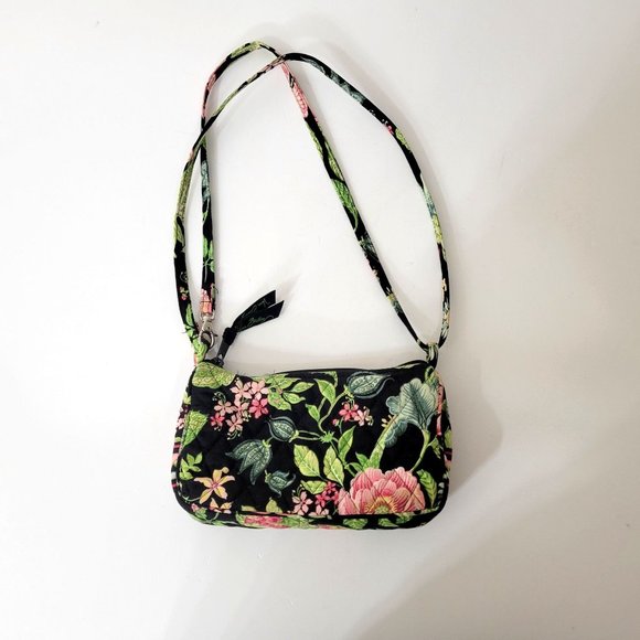 Vera Bradley Black Botanica Small Cross Body or Shoulder Bag - Picture 6 of 6
